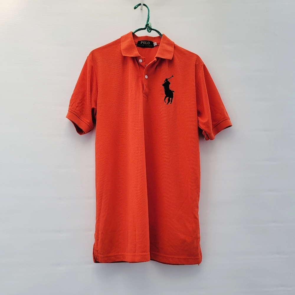 Polo Ralph Lauren Big Pony Polo Shirt Mens XL Bright Orange Black Embroider Y2K - Picture 11 of 11